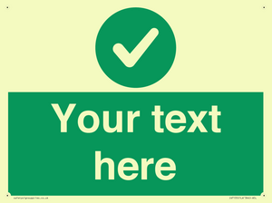 Custom green background, green circle with tick